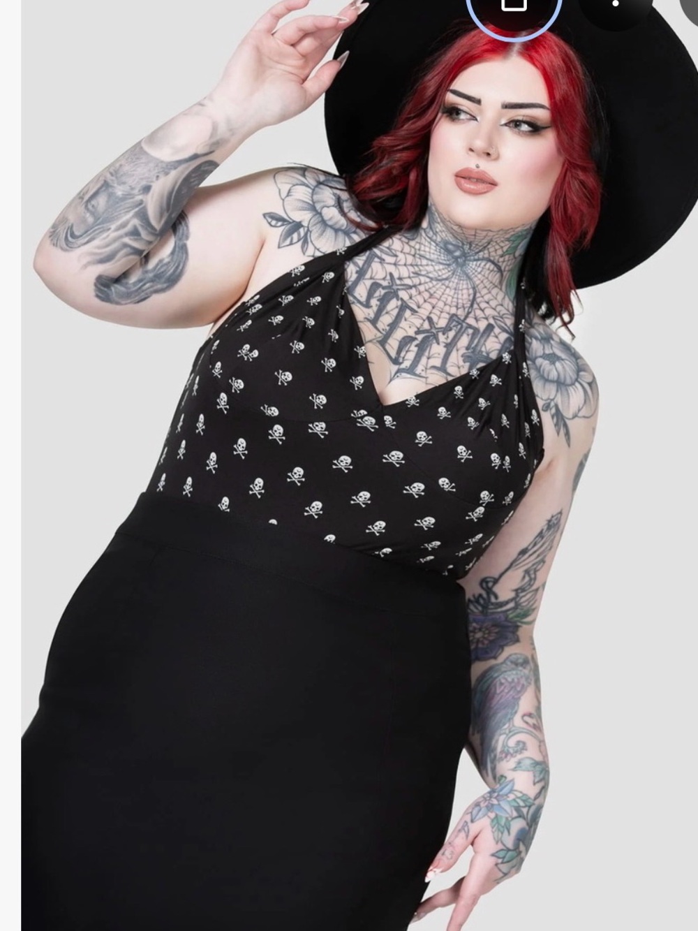 KILLSTAR Skull Print Halter Tank Top - Black & White - Picture 2 of 3